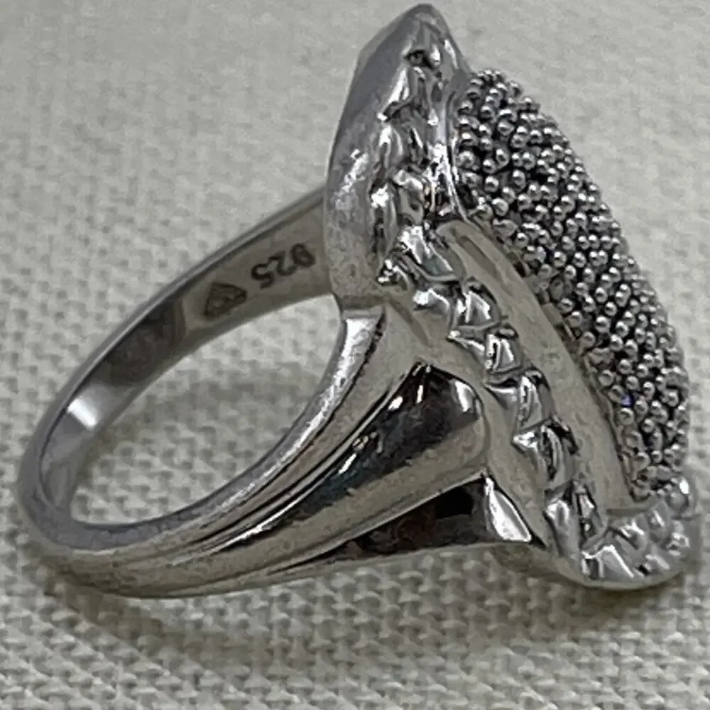 Vintage Sterling Silver 925 Marcasite Ring Size 7 Chunky Statement Jewelry